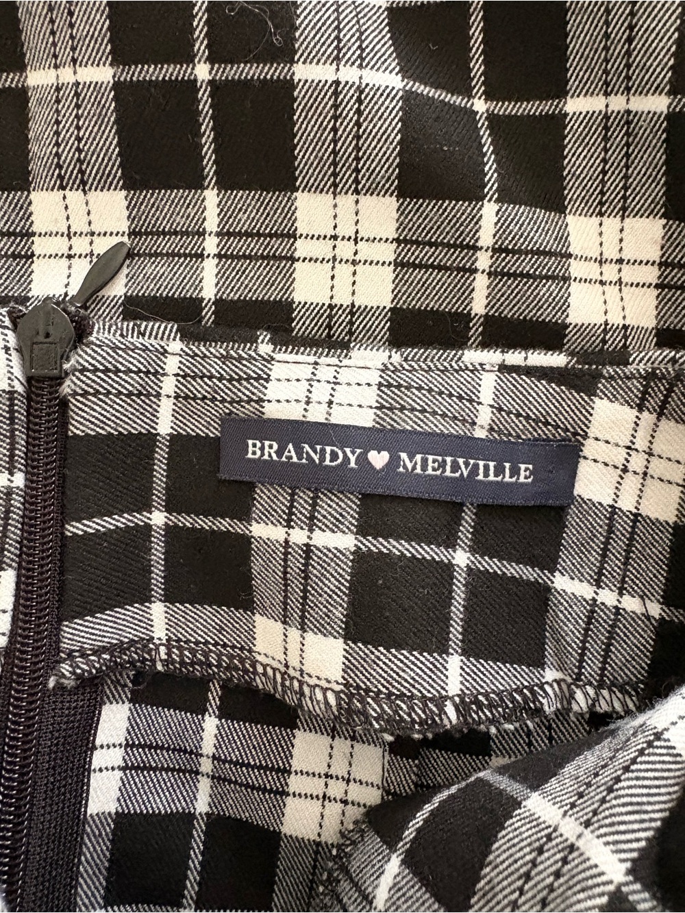 XS/S Black and White Plaid A-Line Skirt - Picture 5 of 9